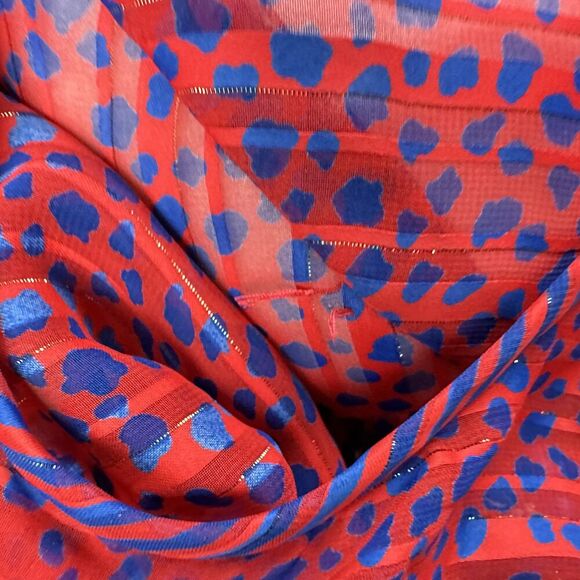 Vintage Diane Freis Dress Womens Medium Blue Red Floral Georgette Flare Boho 80s - Picture 2 of 16